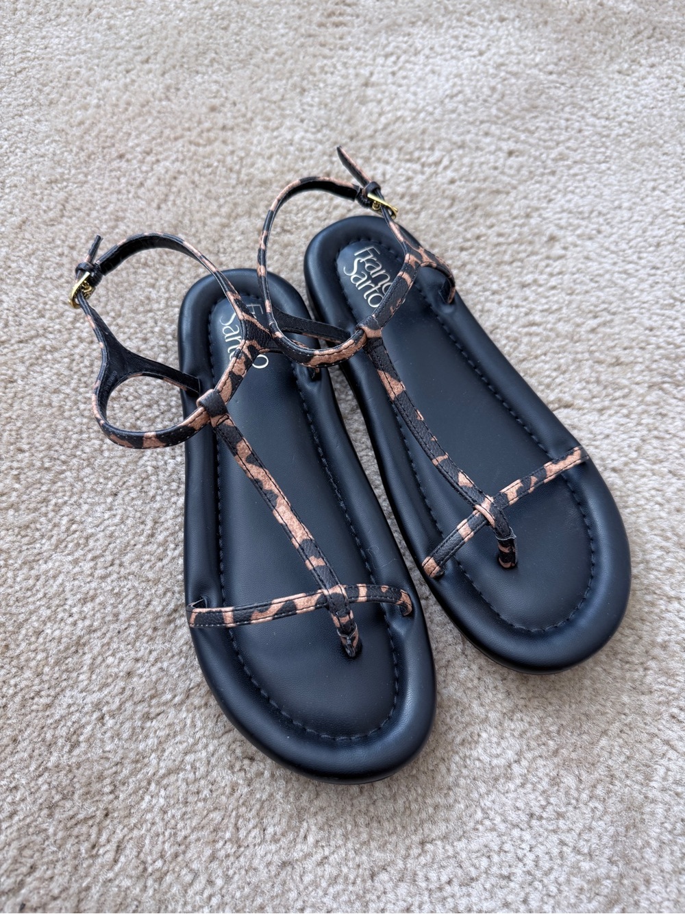 Franco Sarto Black Sandals with  Leopard Straps